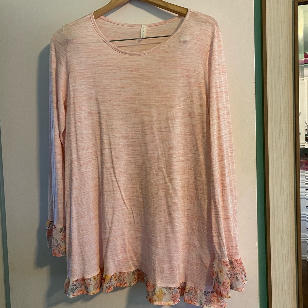 Pink floral hem maternity blouse